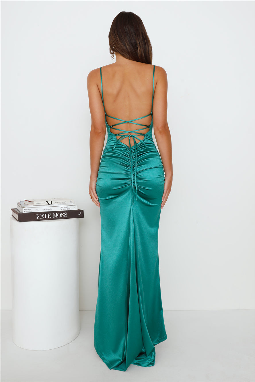 Events Of Class Satin Maxi Dress Green