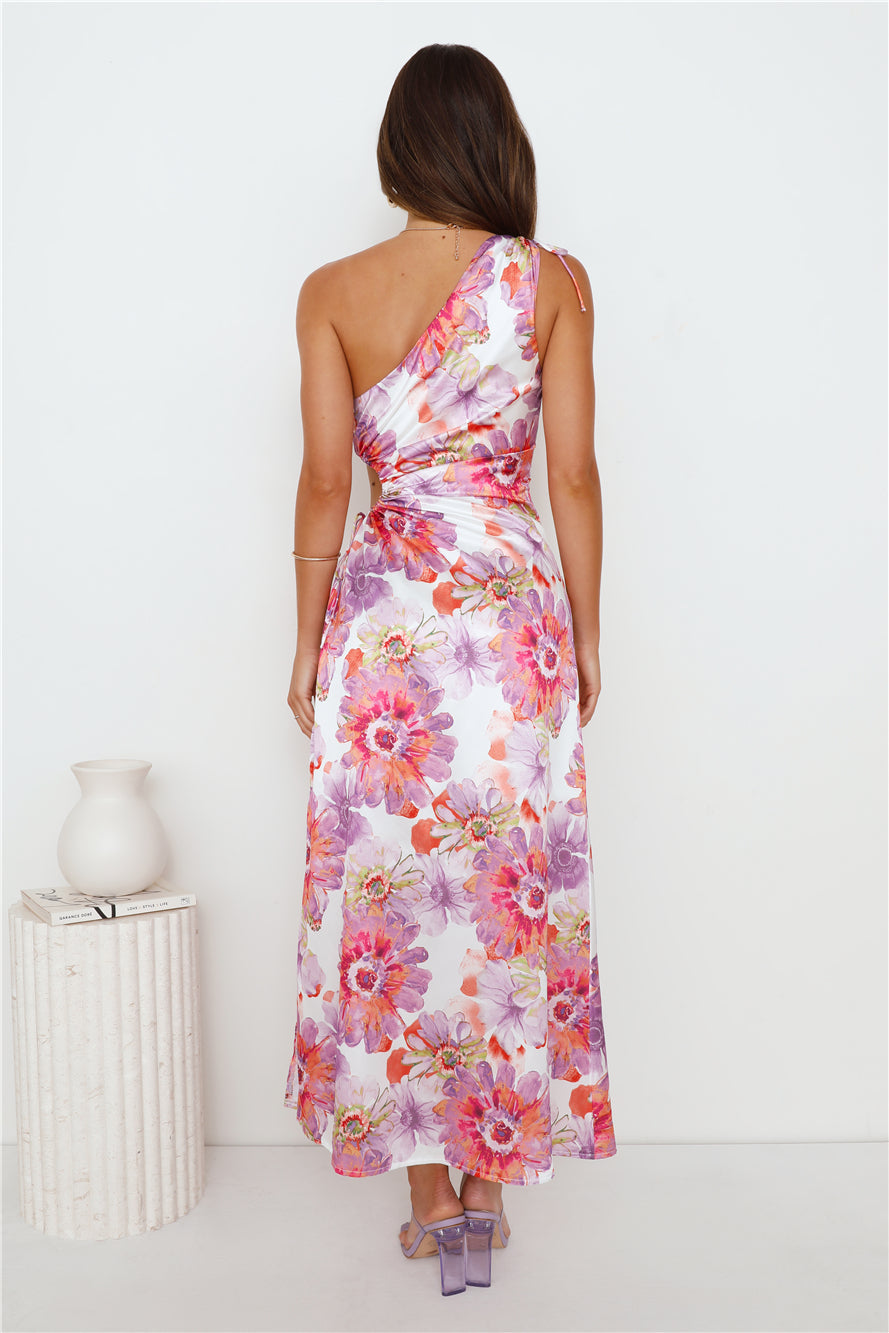 Ticket To Success One Shoulder Satin Maxi Dress Purple