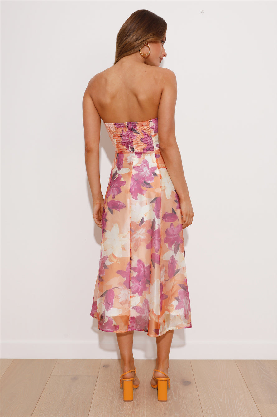 Fancy Party Midi Dress Orange