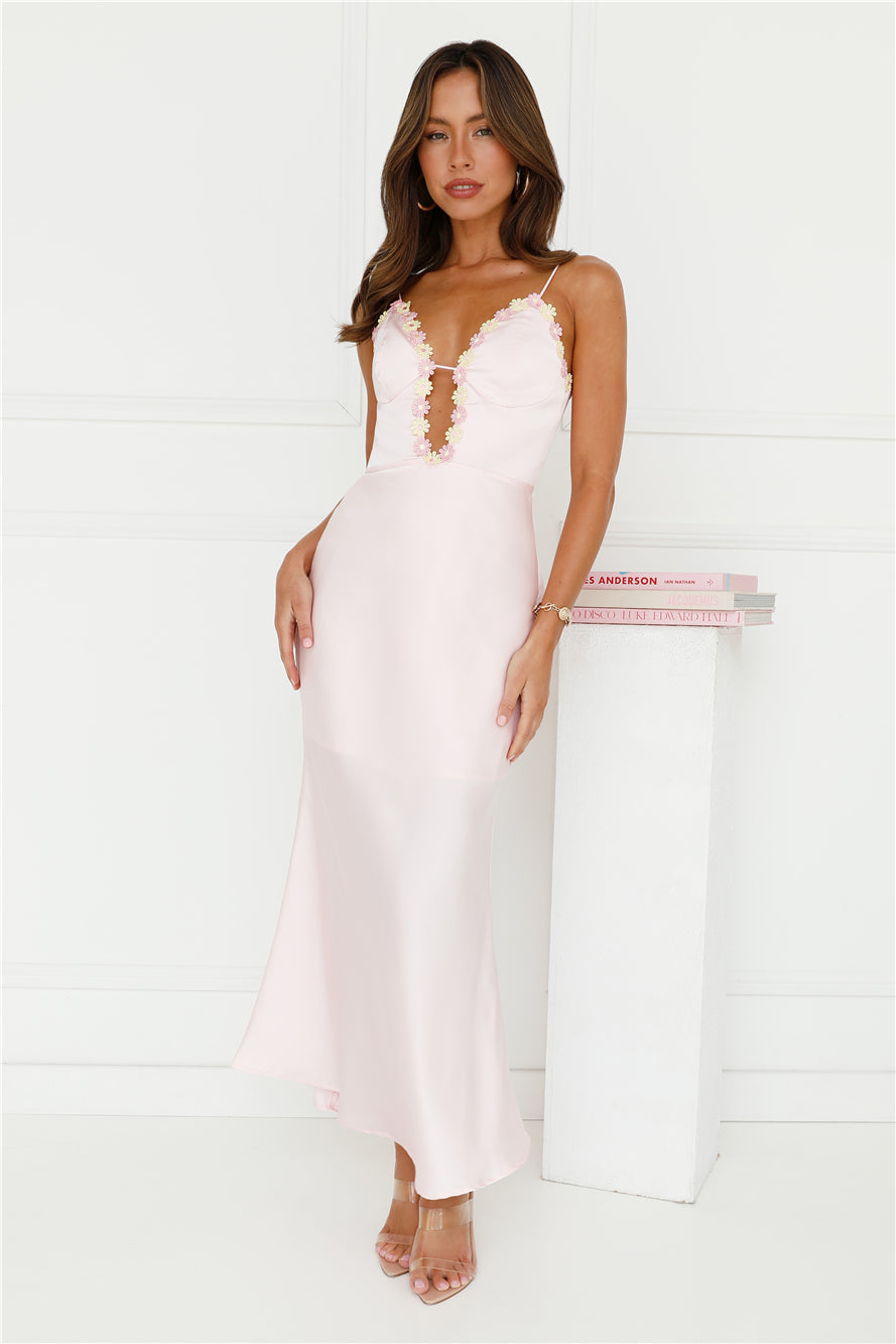 Daisy Friendship Satin Maxi Dress Pink
