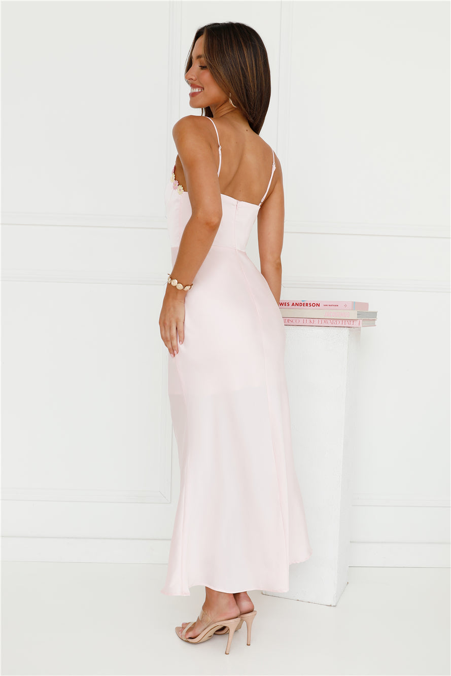 Daisy Friendship Satin Maxi Dress Pink