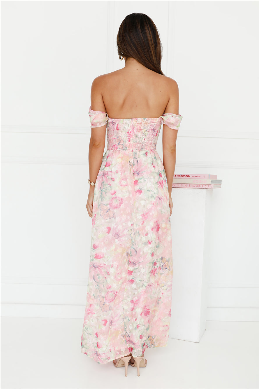Lilly Loves Off Shoulder Maxi Dress Pink