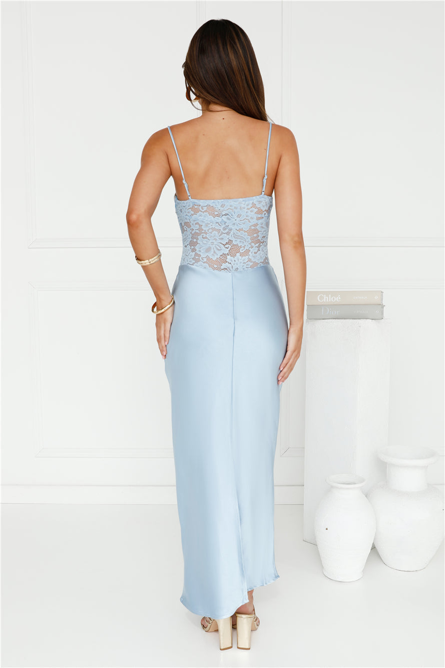 Switch On Satin Maxi Dress Blue