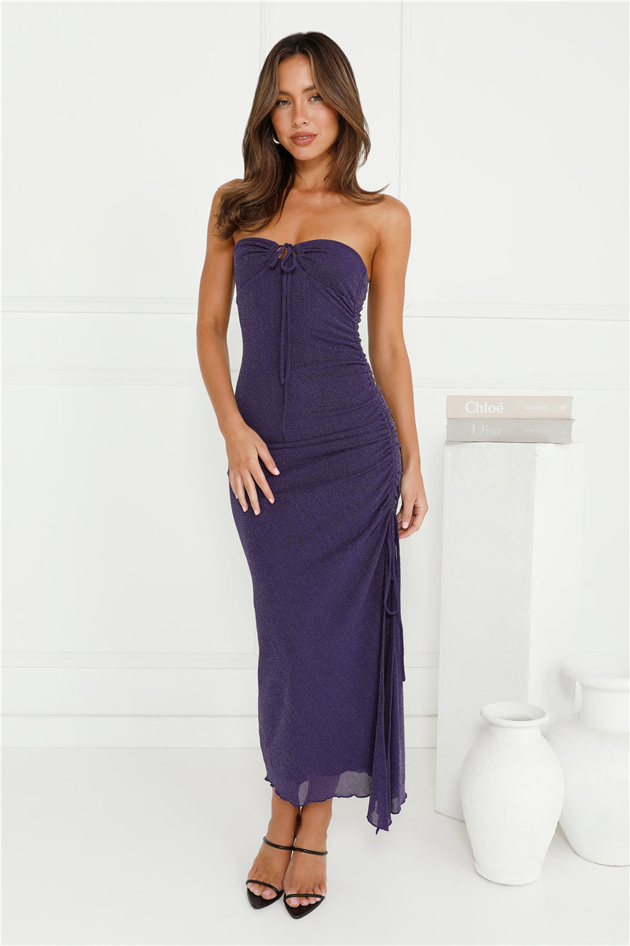 Midnight Sparkle Strapless Maxi Dress Navy