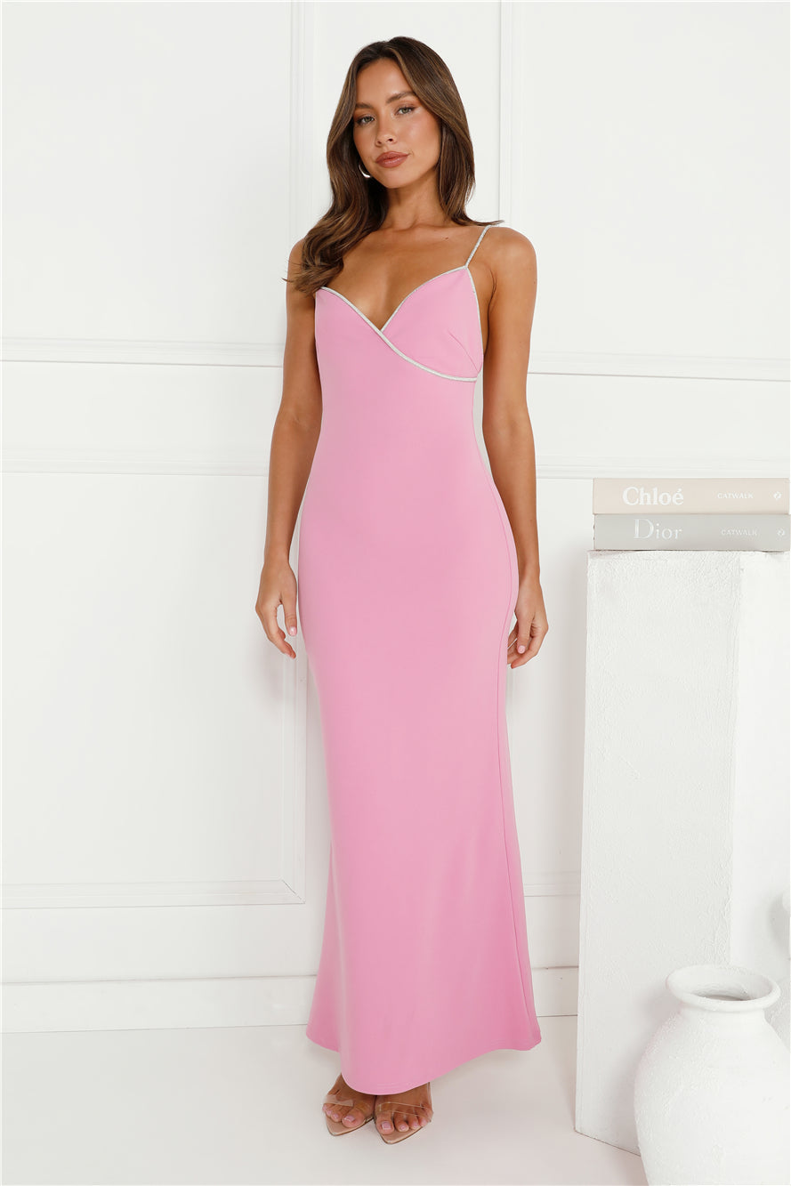 Crystal Glitz Maxi Dress Pink