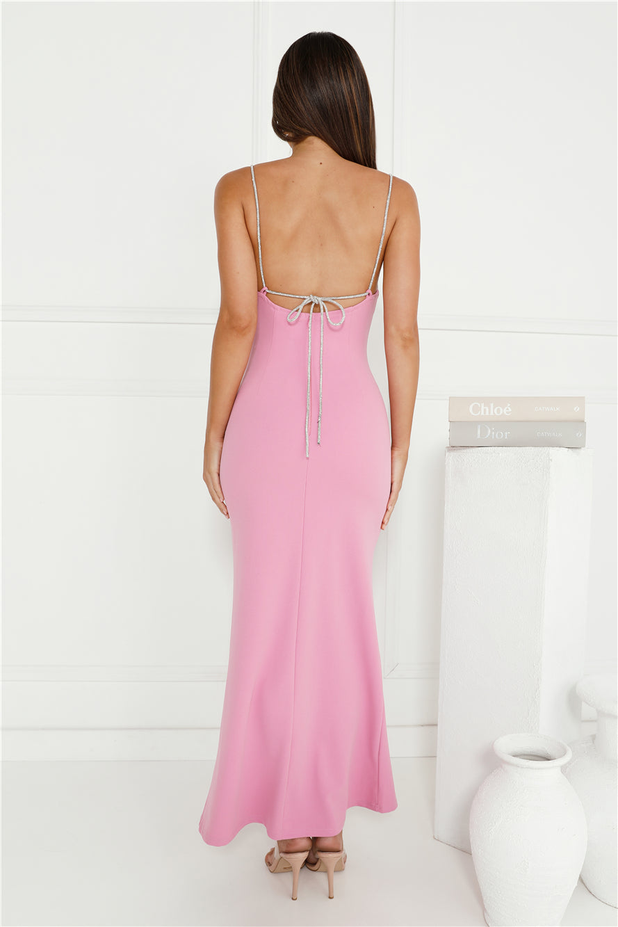 Crystal Glitz Maxi Dress Pink