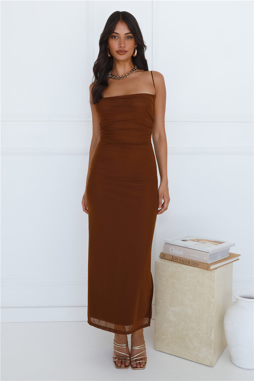 Personal Stylist Mesh Maxi Dress Chocolate