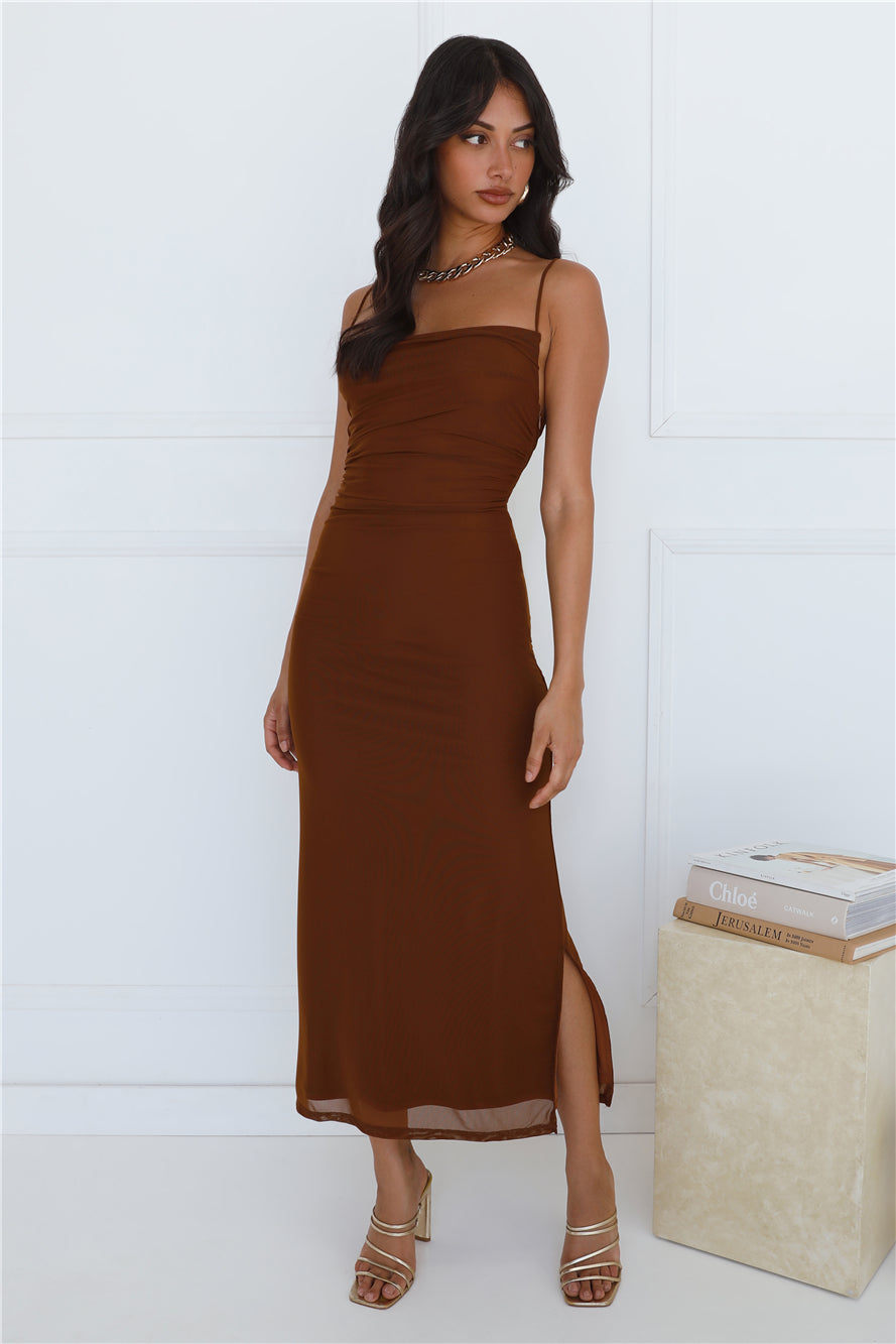 Personal Stylist Mesh Maxi Dress Chocolate
