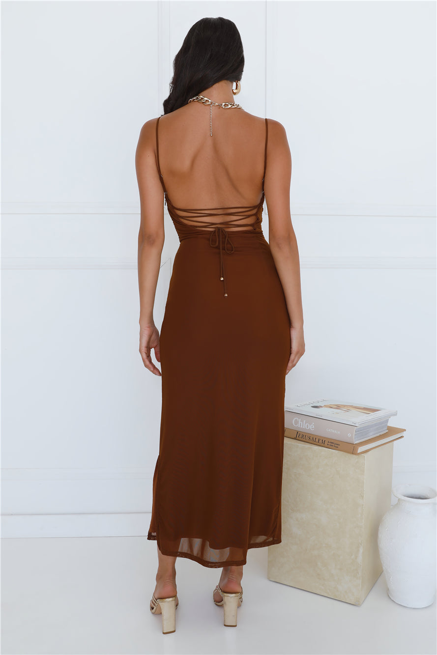 Personal Stylist Mesh Maxi Dress Chocolate