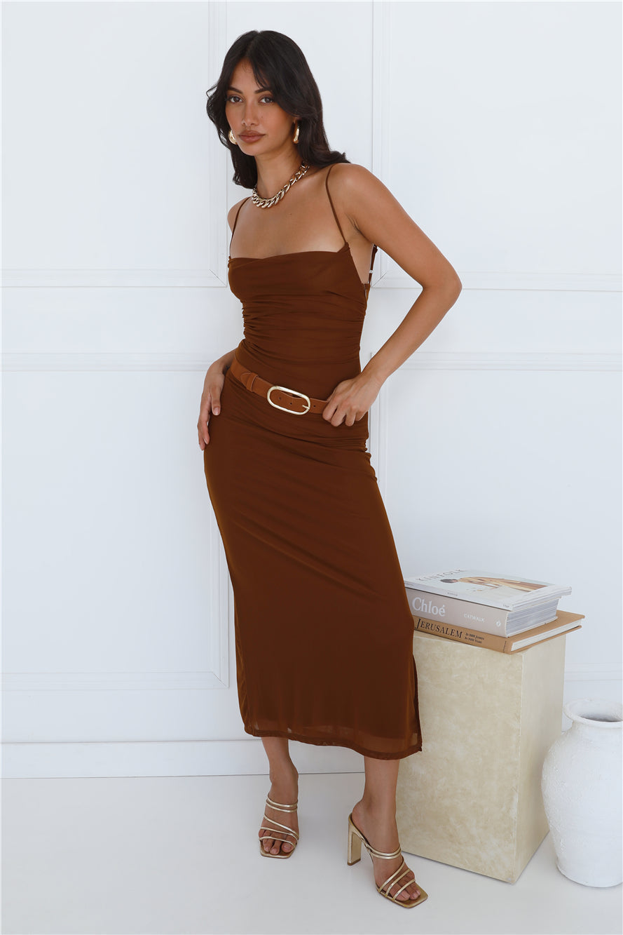Personal Stylist Mesh Maxi Dress Chocolate