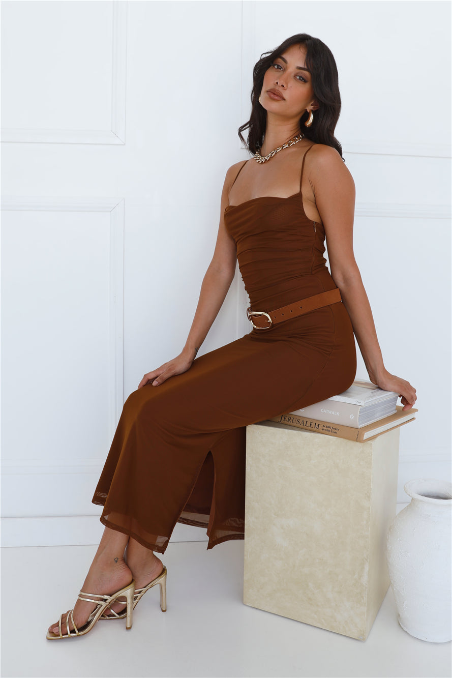 Personal Stylist Mesh Maxi Dress Chocolate