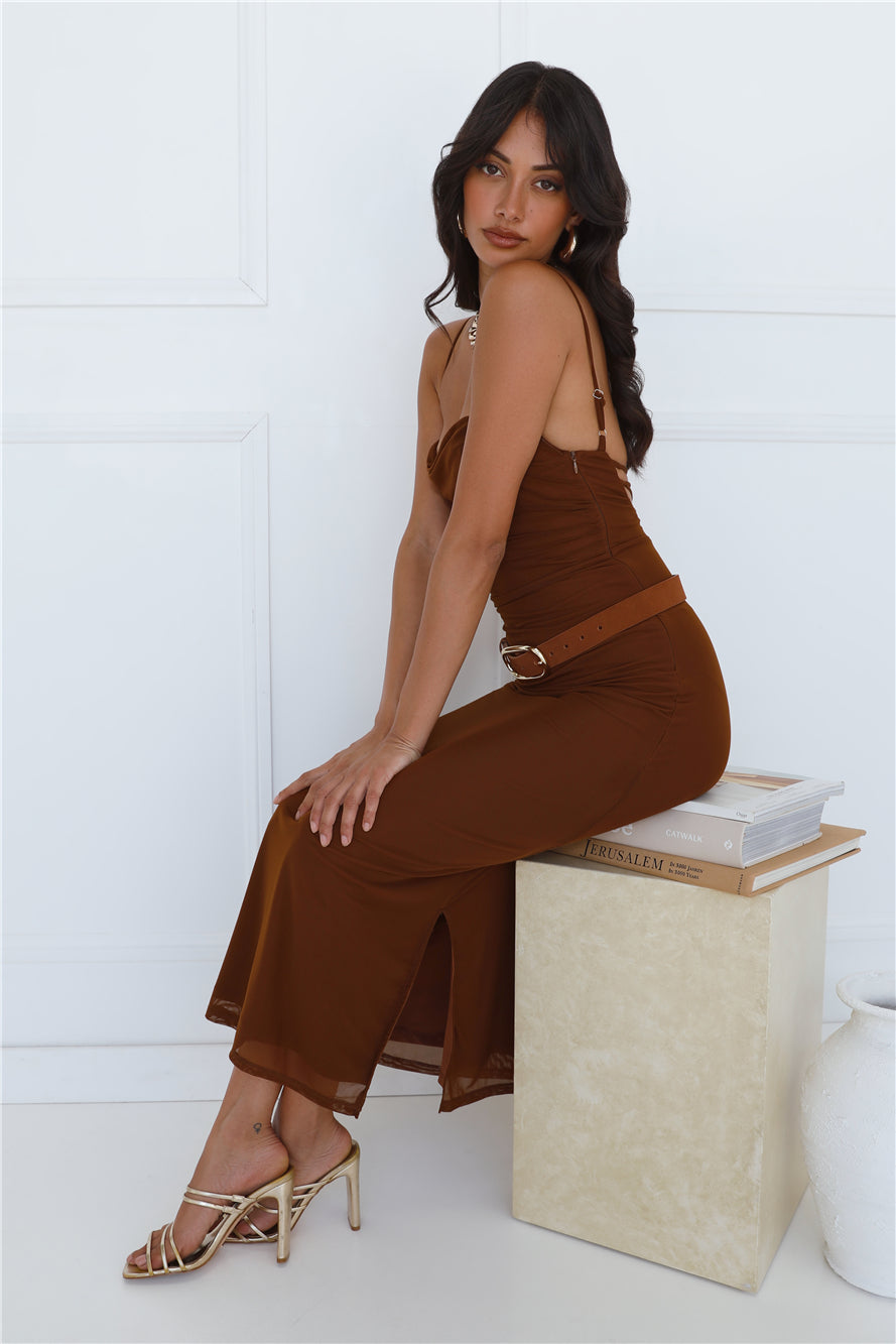 Personal Stylist Mesh Maxi Dress Chocolate