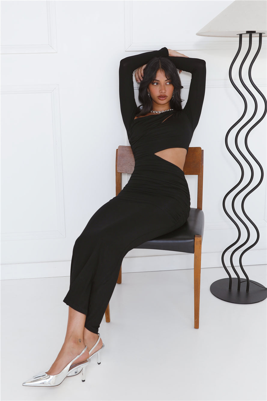 Experience Me Long Sleeve Maxi Dress Black