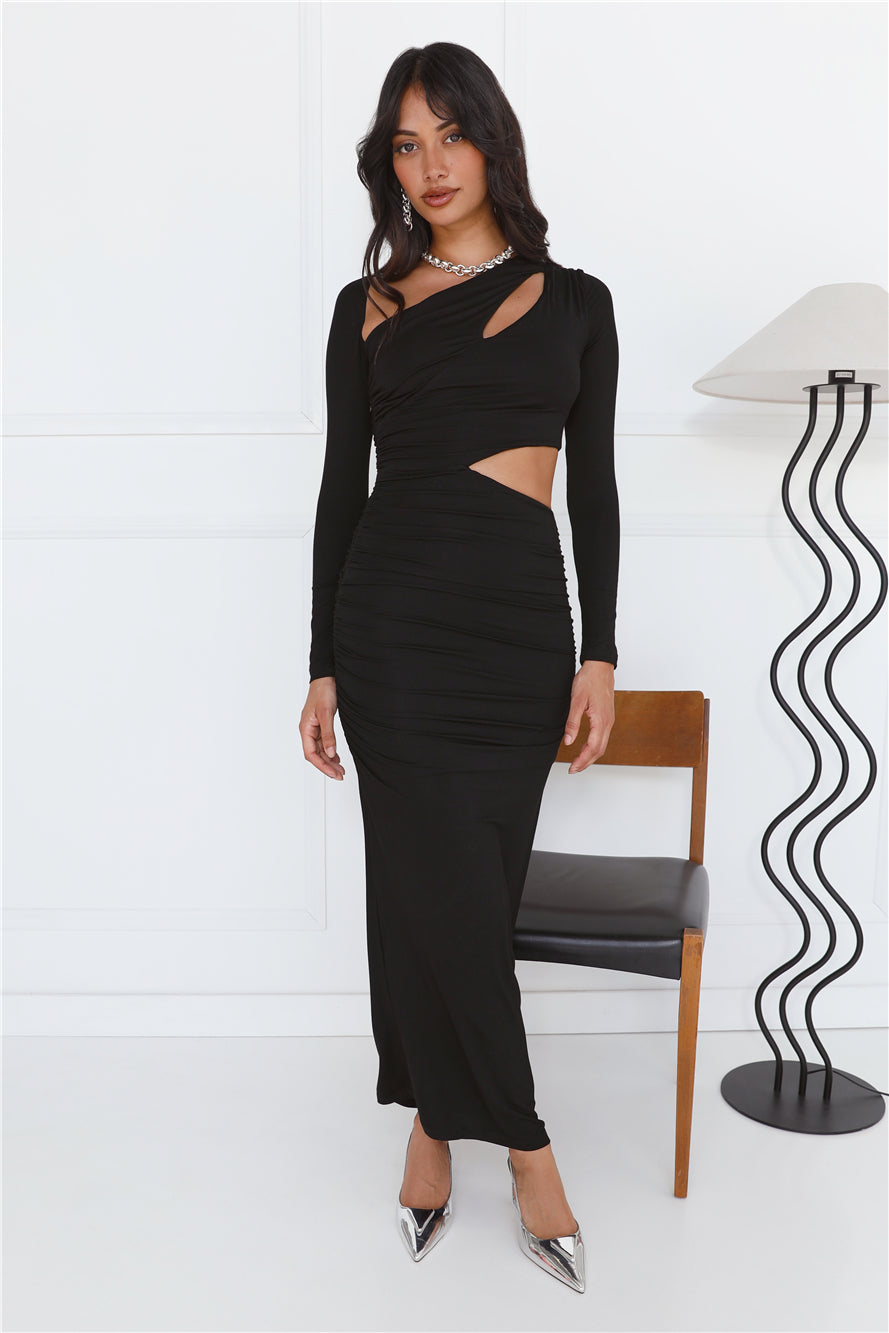 Experience Me Long Sleeve Maxi Dress Black