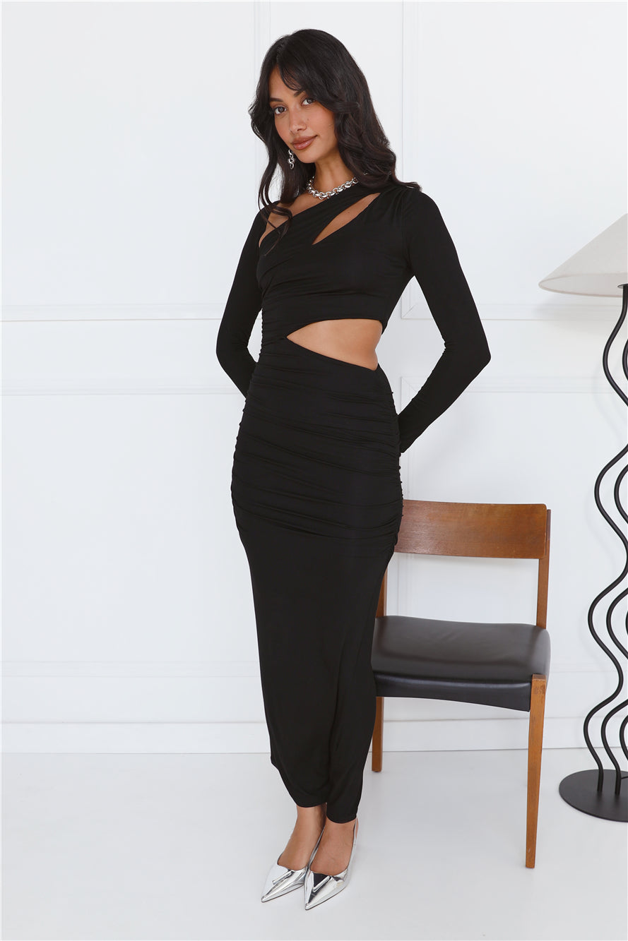 Experience Me Long Sleeve Maxi Dress Black