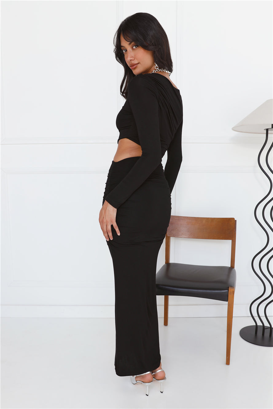 Experience Me Long Sleeve Maxi Dress Black
