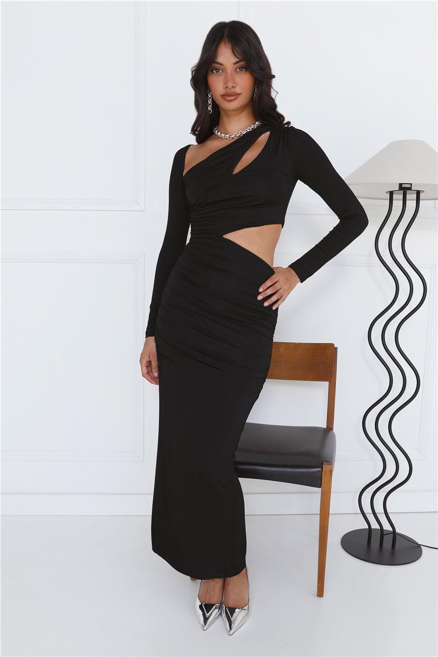 Experience Me Long Sleeve Maxi Dress Black
