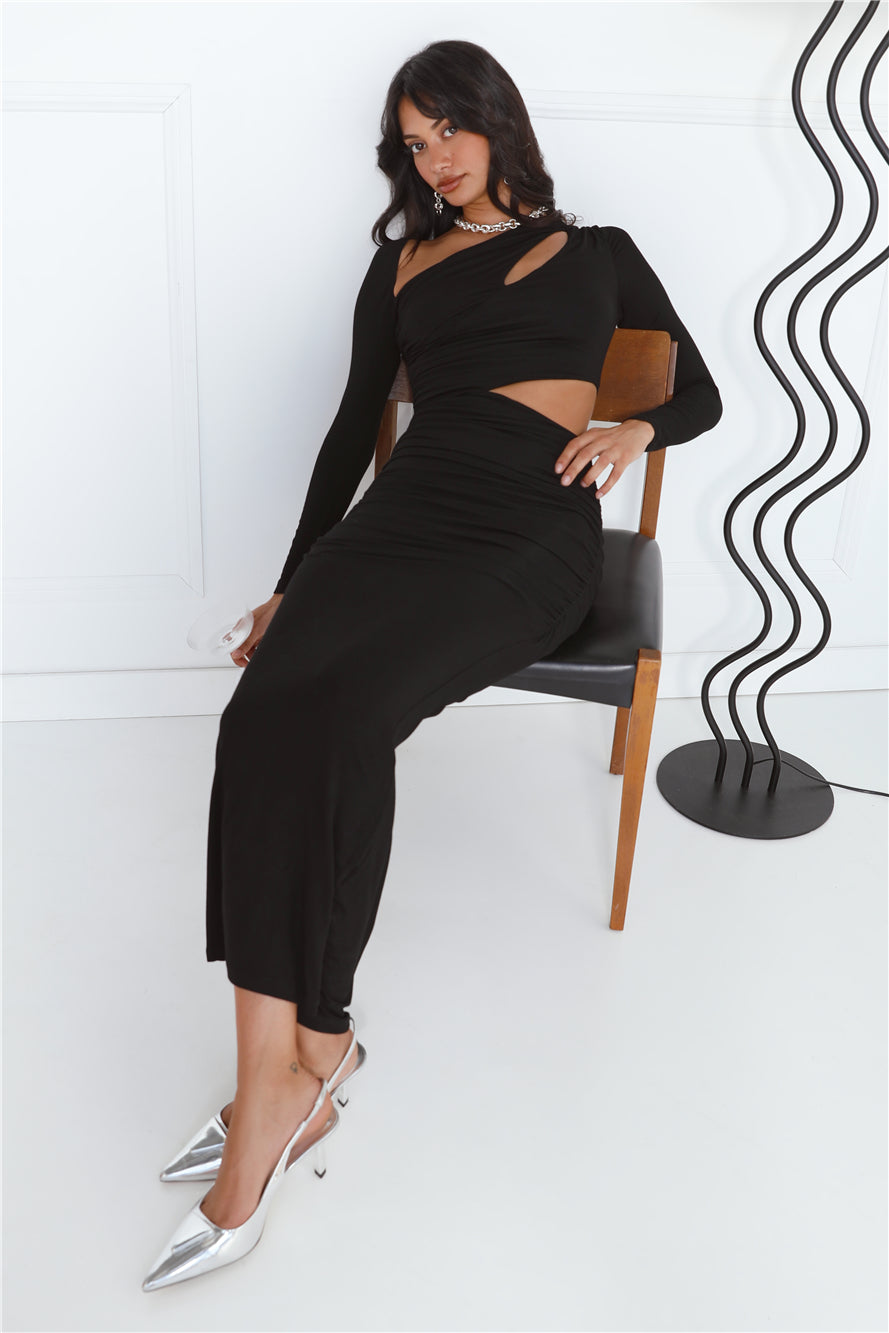 Experience Me Long Sleeve Maxi Dress Black