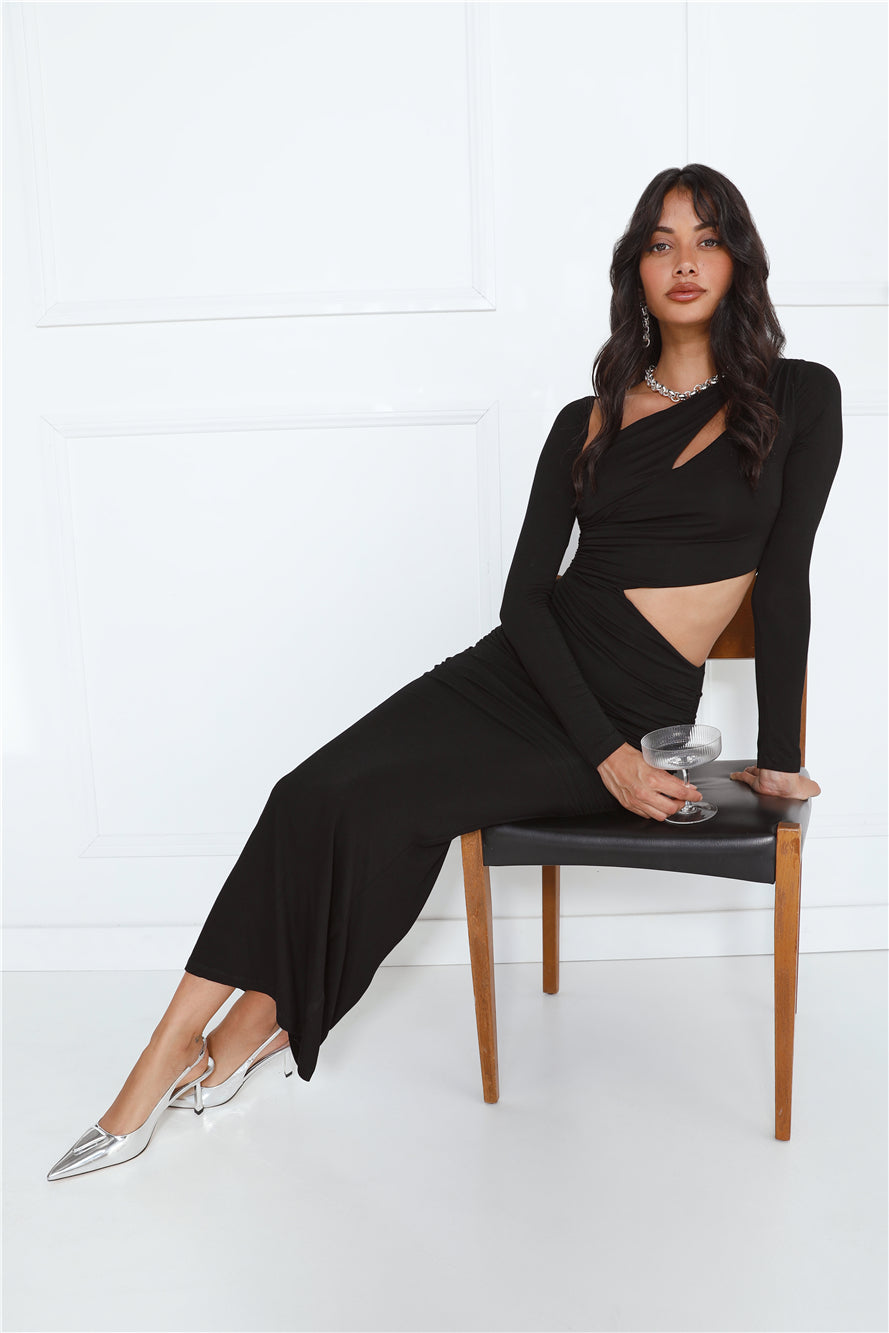 Experience Me Long Sleeve Maxi Dress Black
