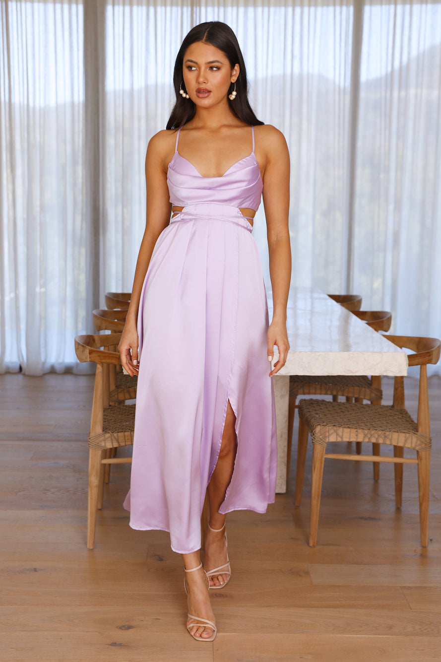 Early Mornings Satin Maxi Dress Light Purple