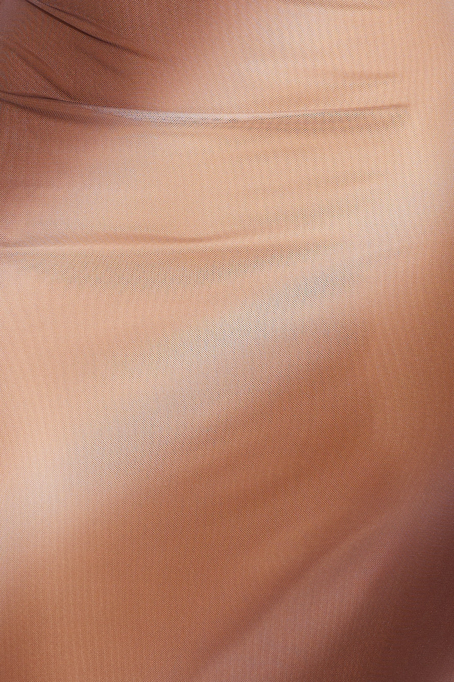 Creamy Dessert Mesh Maxi Dress Brown