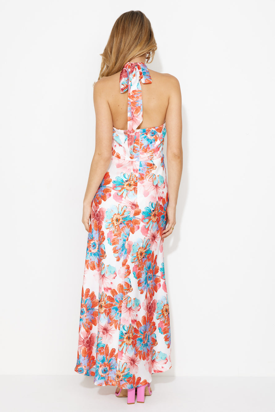 Floating Dreams Satin Maxi Dress Orange