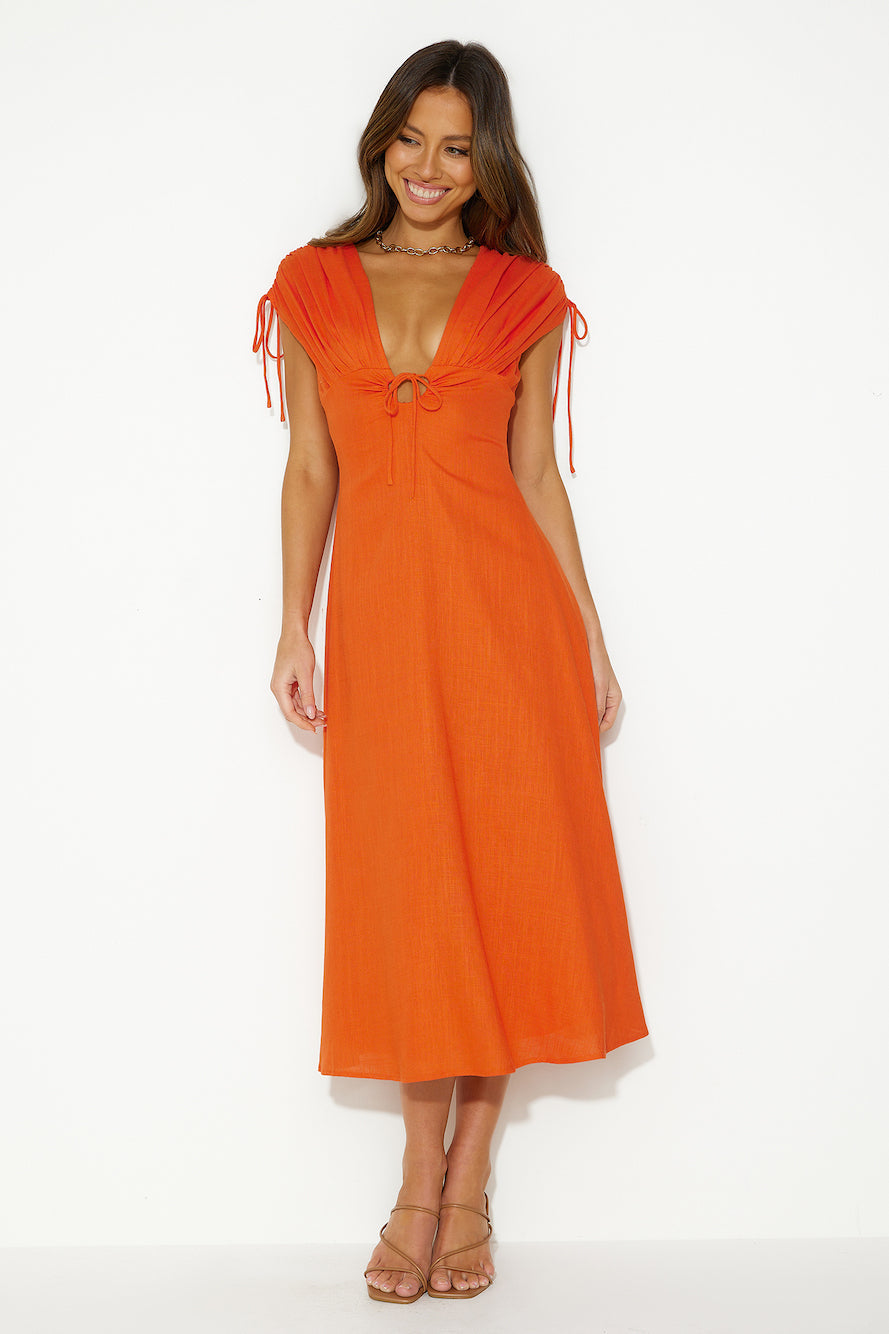 Dreamy Brunch Midi Dress Tangerine