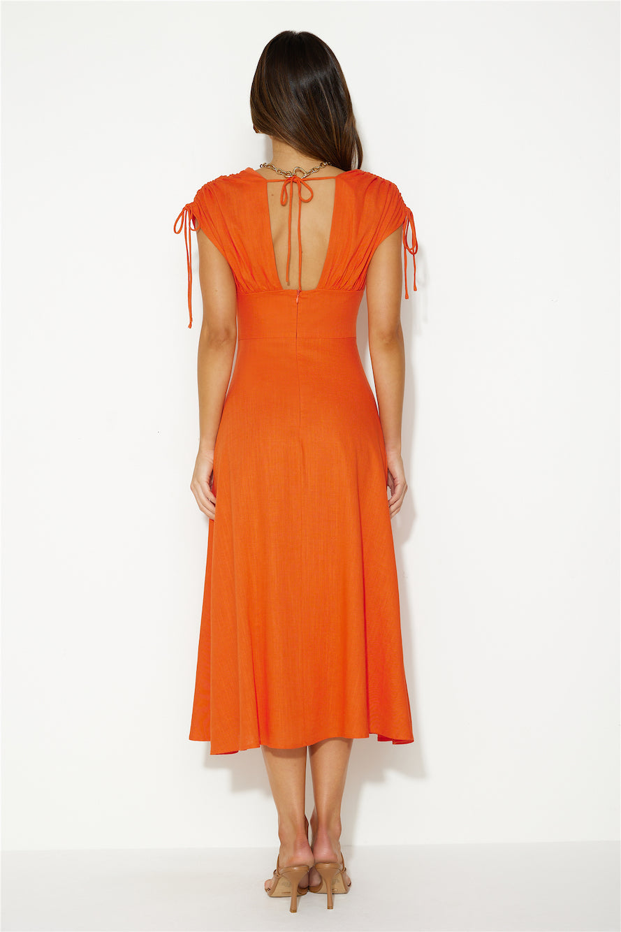 Dreamy Brunch Midi Dress Tangerine