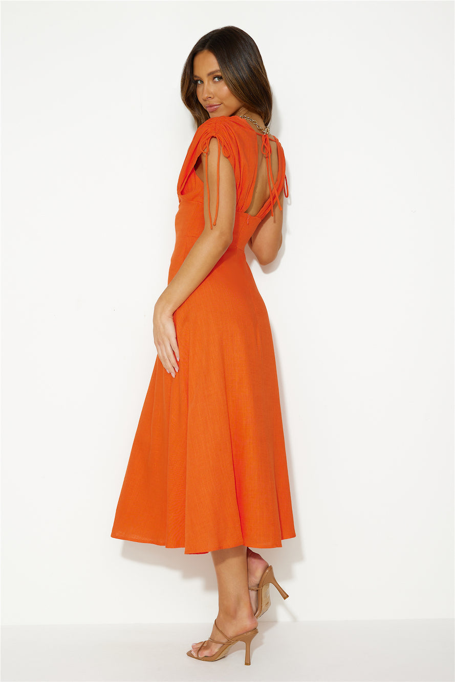 Dreamy Brunch Midi Dress Tangerine