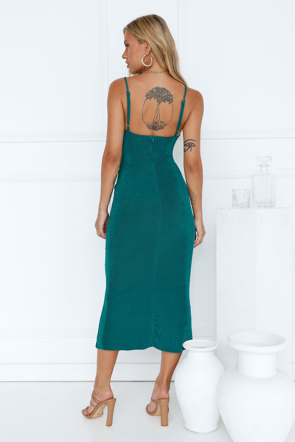 Doubled Up Mesh Midi Dress Teal