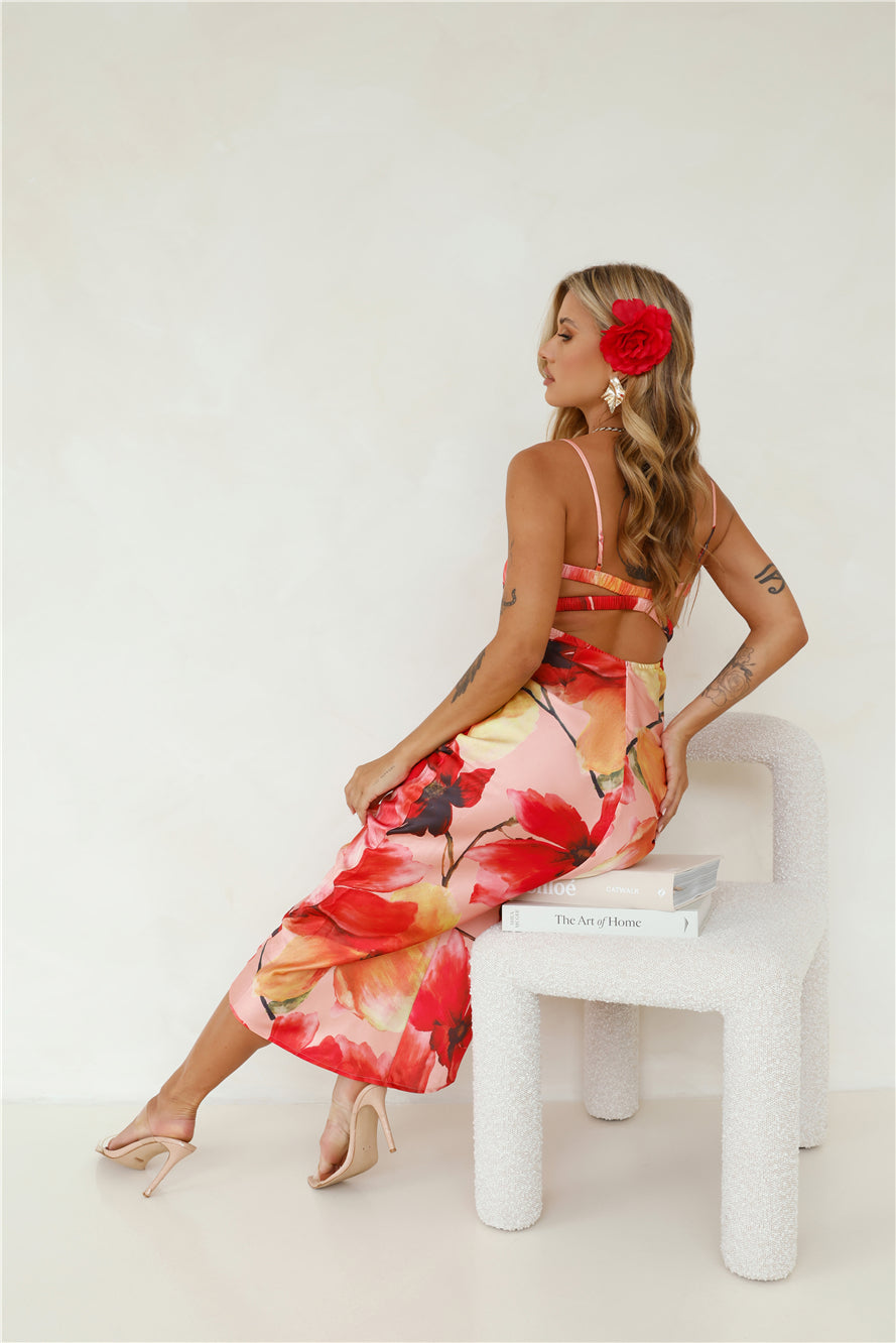 Mystery Of Her Satin Maxi Dress Orange