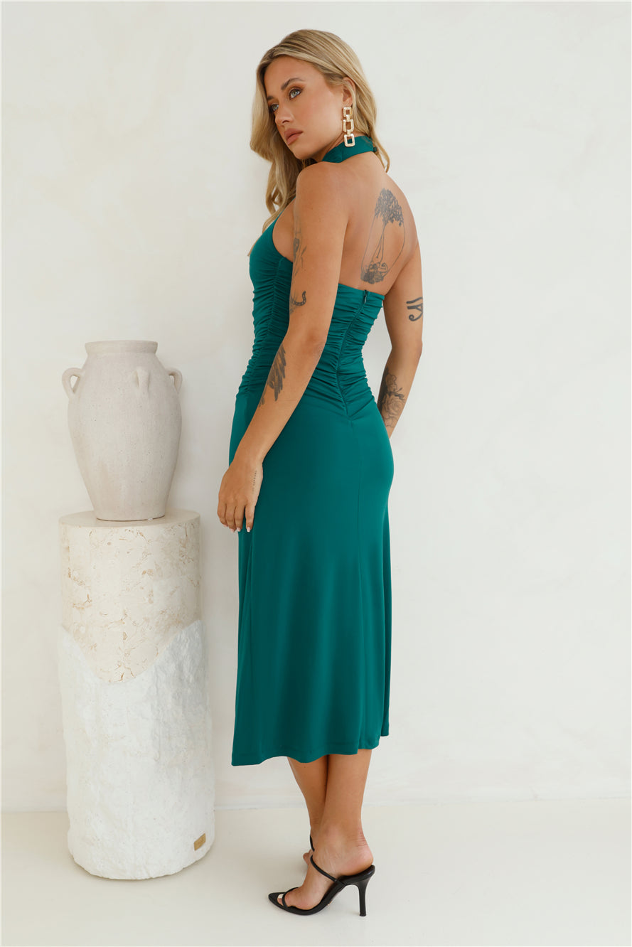 Original Fashionista High Neck Maxi Dress Forest Green