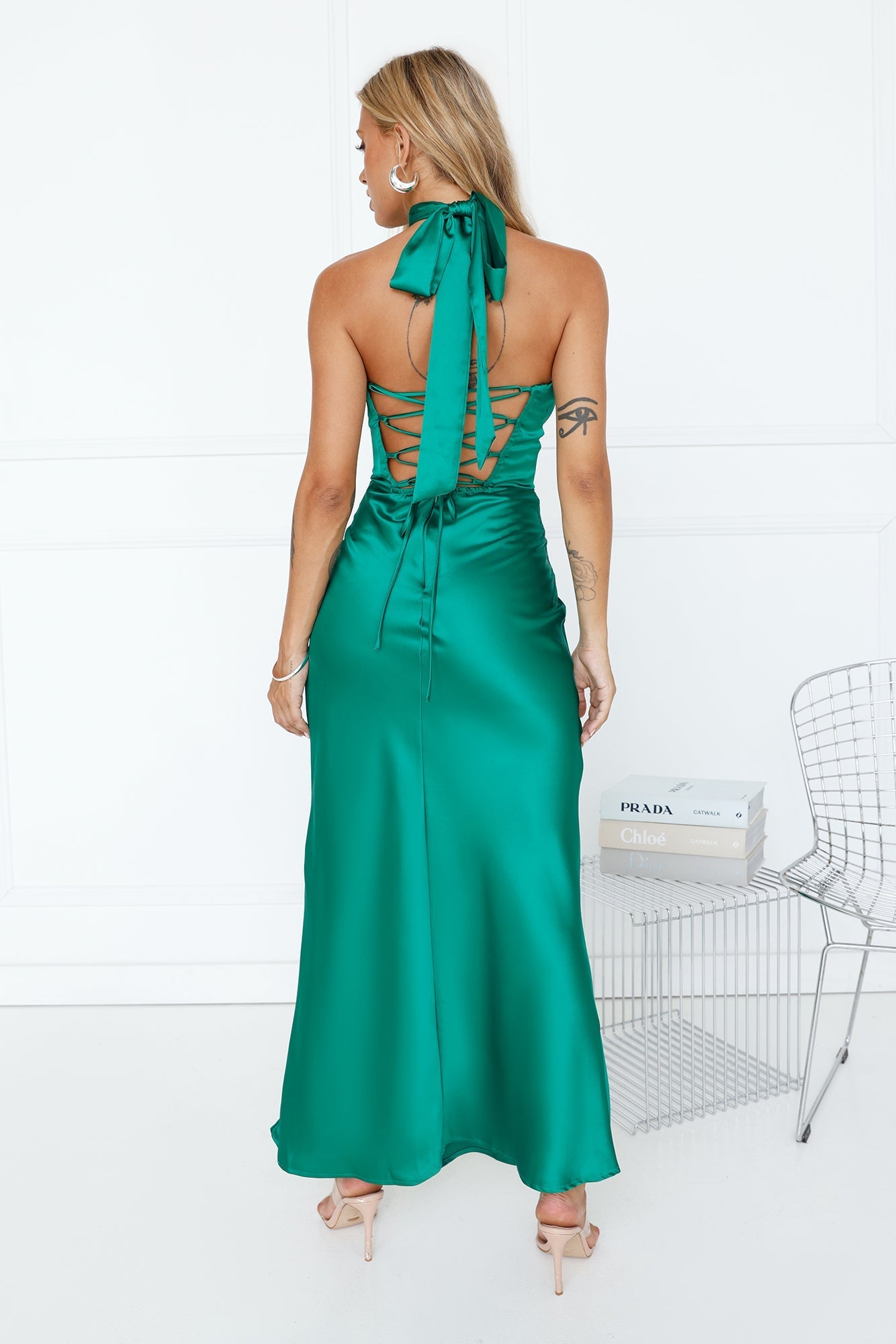 Lady In Silk Strapless Maxi Dress Green