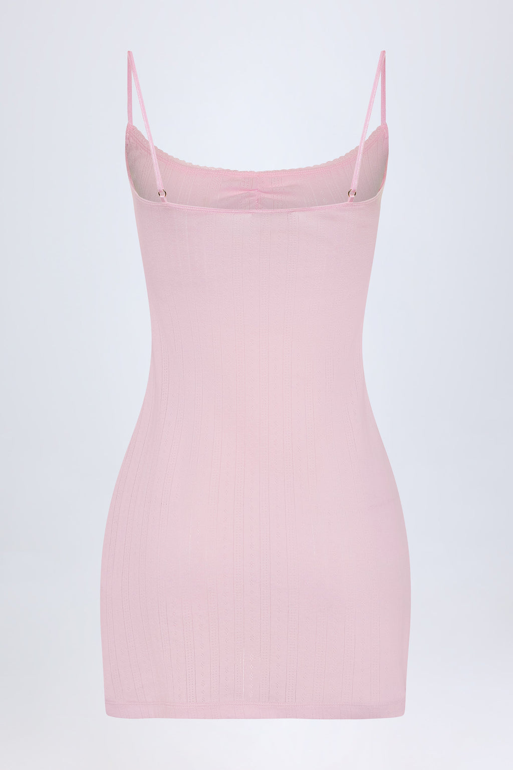 Pointelle Ruched A-Line Mini Dress in Baby Pink