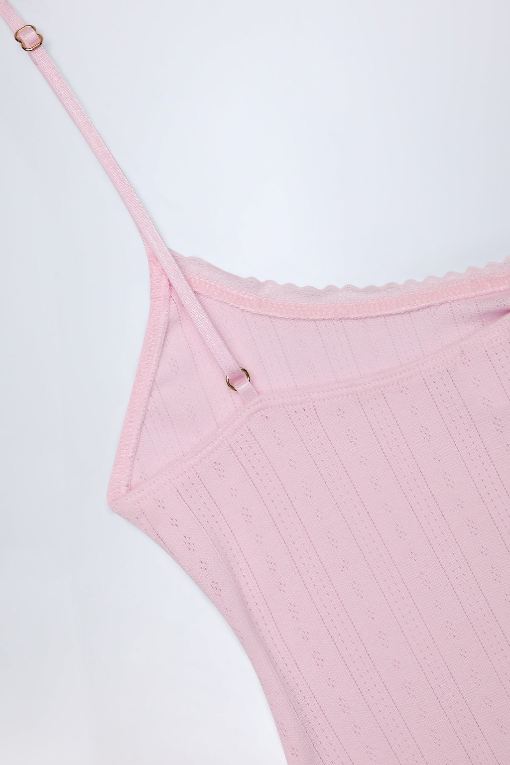 Pointelle Ruched A-Line Mini Dress in Baby Pink