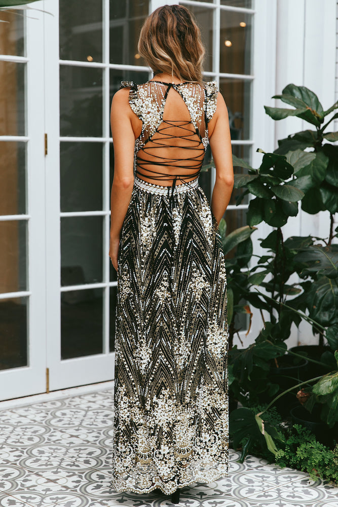 Gold On The Ceiling Maxi Dress Black