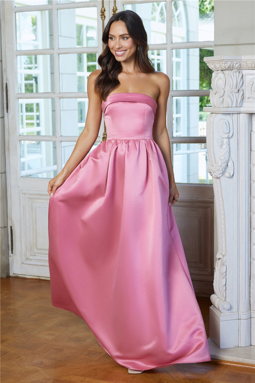 Elegance In Motion Strapless Maxi Dress Rose