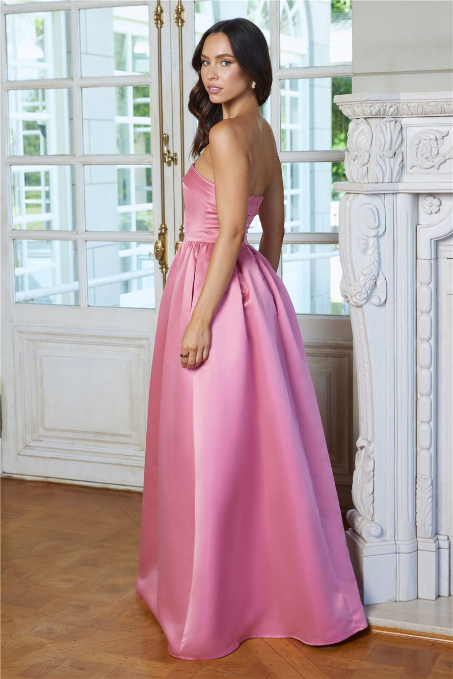 Elegance In Motion Strapless Maxi Dress Rose