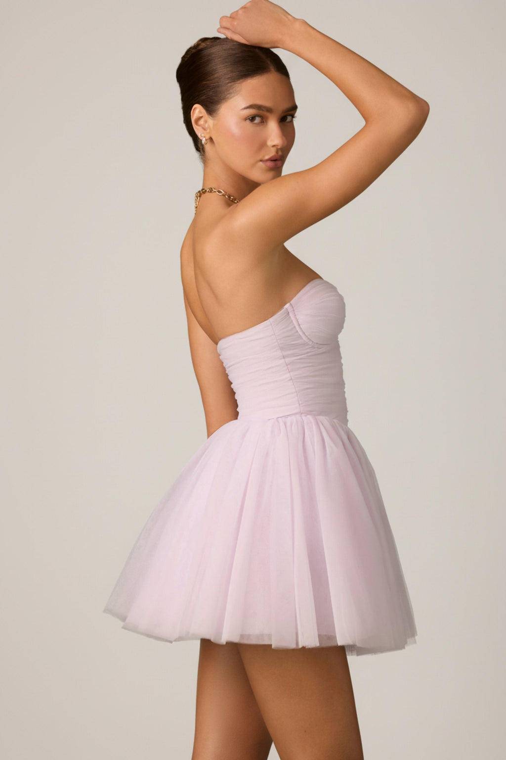 Tulle Corset Mini Dress in Lilac