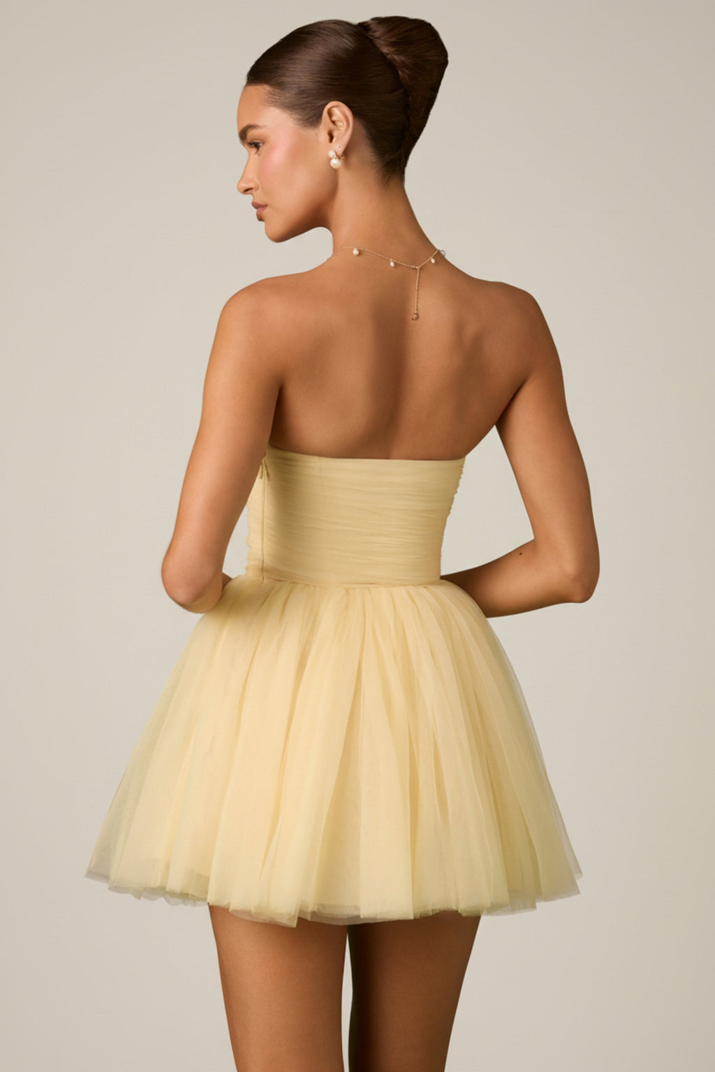 Tulle Corset Mini Dress in Yellow