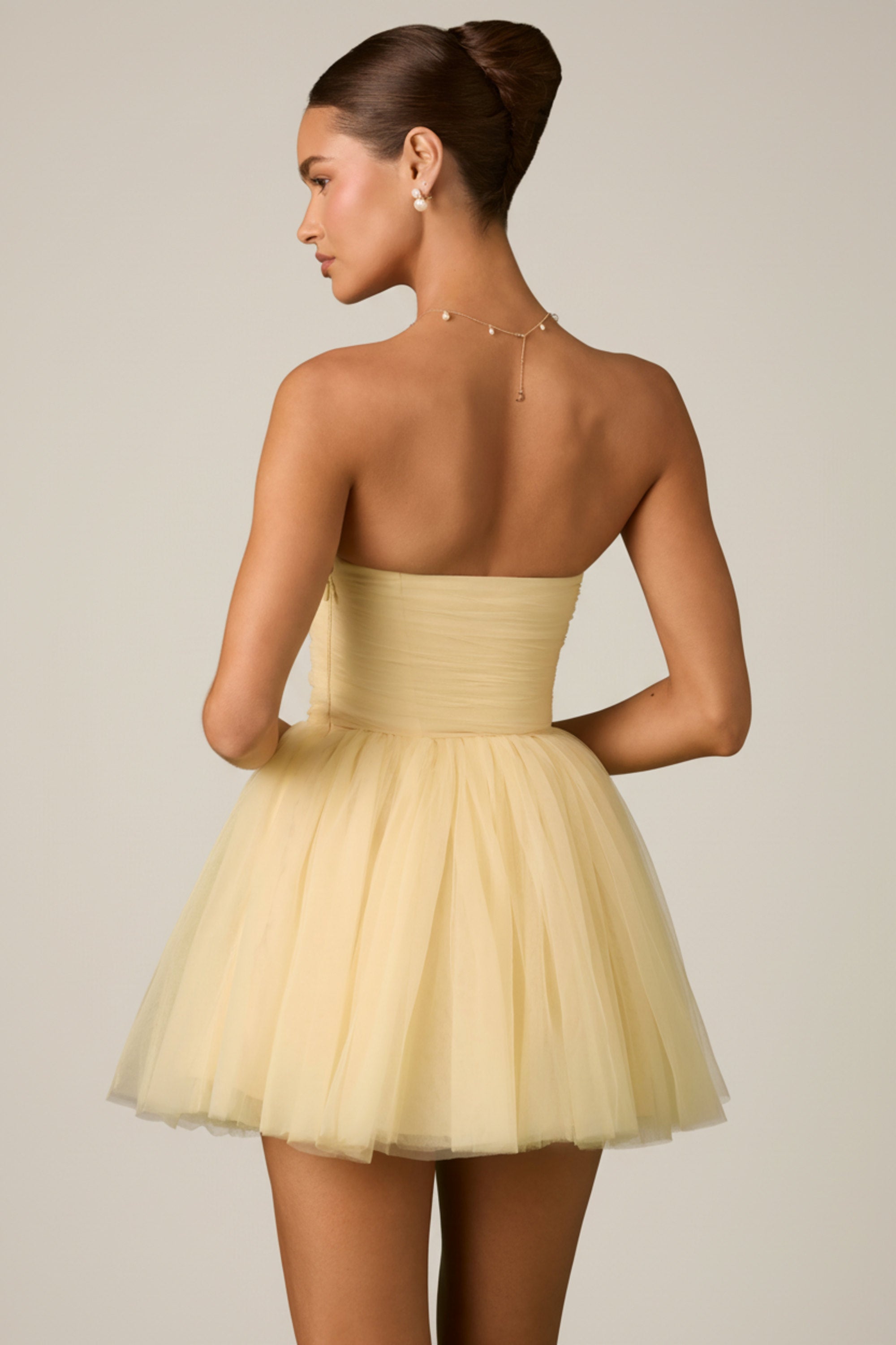 Tulle Corset Mini Dress in Yellow