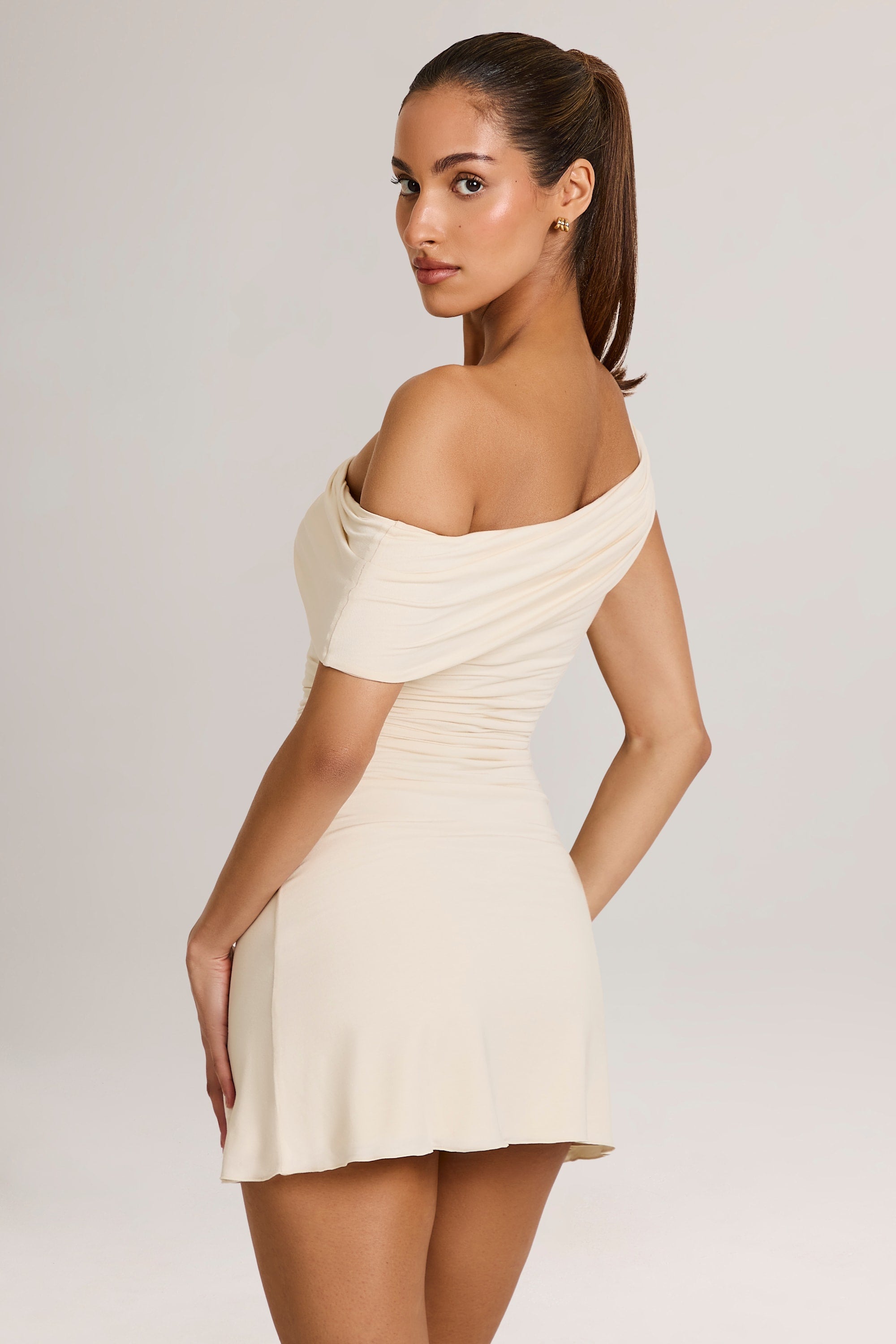 Modal Asymmetric A-Line Mini Dress in Ivory